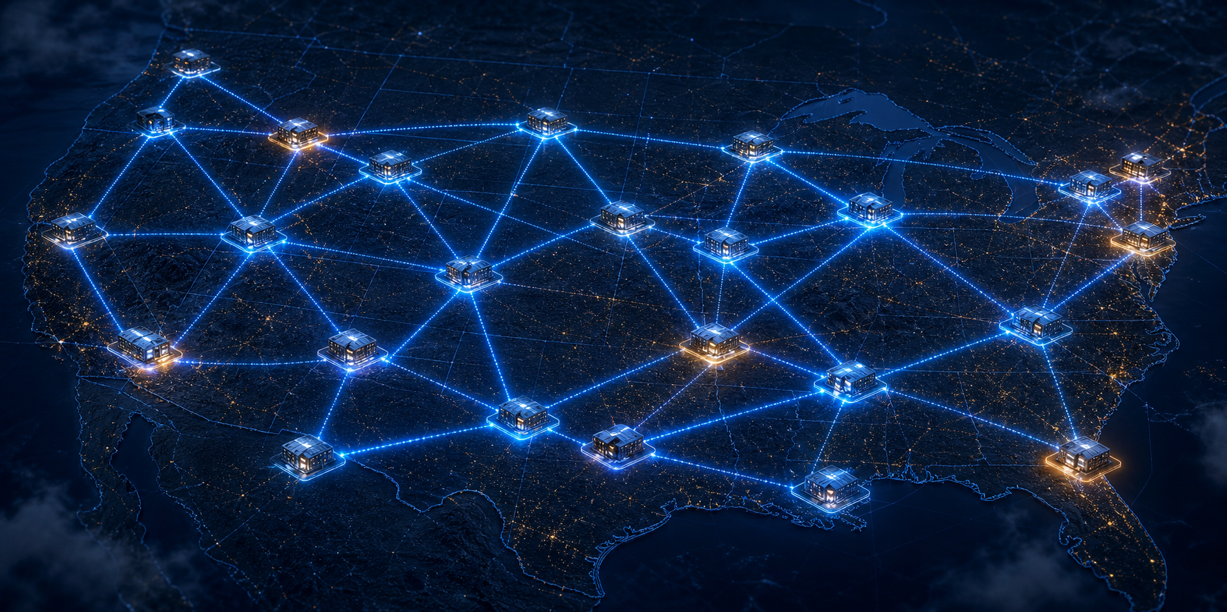 Distributed mesh network of compact AI micro campus sites